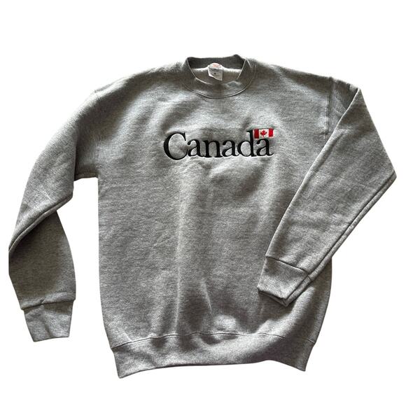 Vintage Canada Embroidered Crewneck Sweatshirt Fruit of the Loom Gray - Picture 1 of 5